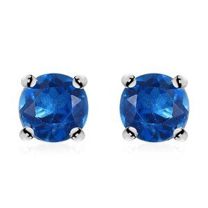 Seaside Quartz (Triplet) Solitaire Stud Earrings in Sterling Silver 1.25 ctw